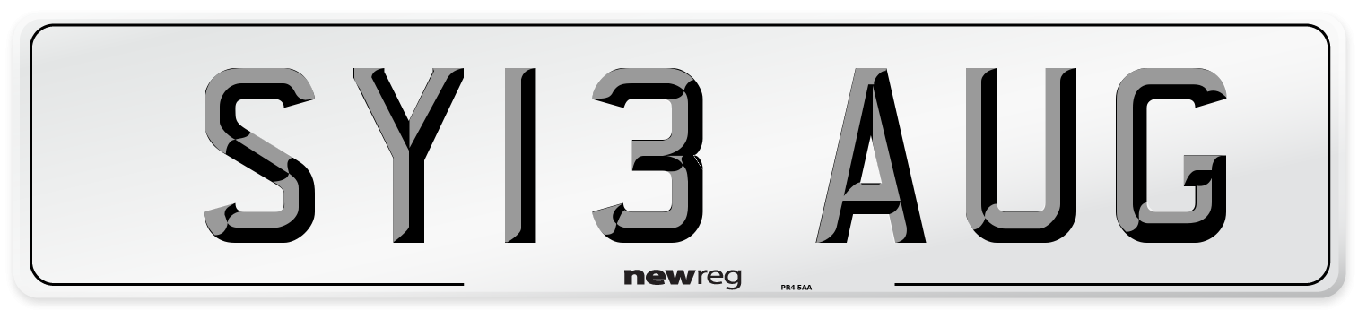 SY13 AUG Number Plate from New Reg